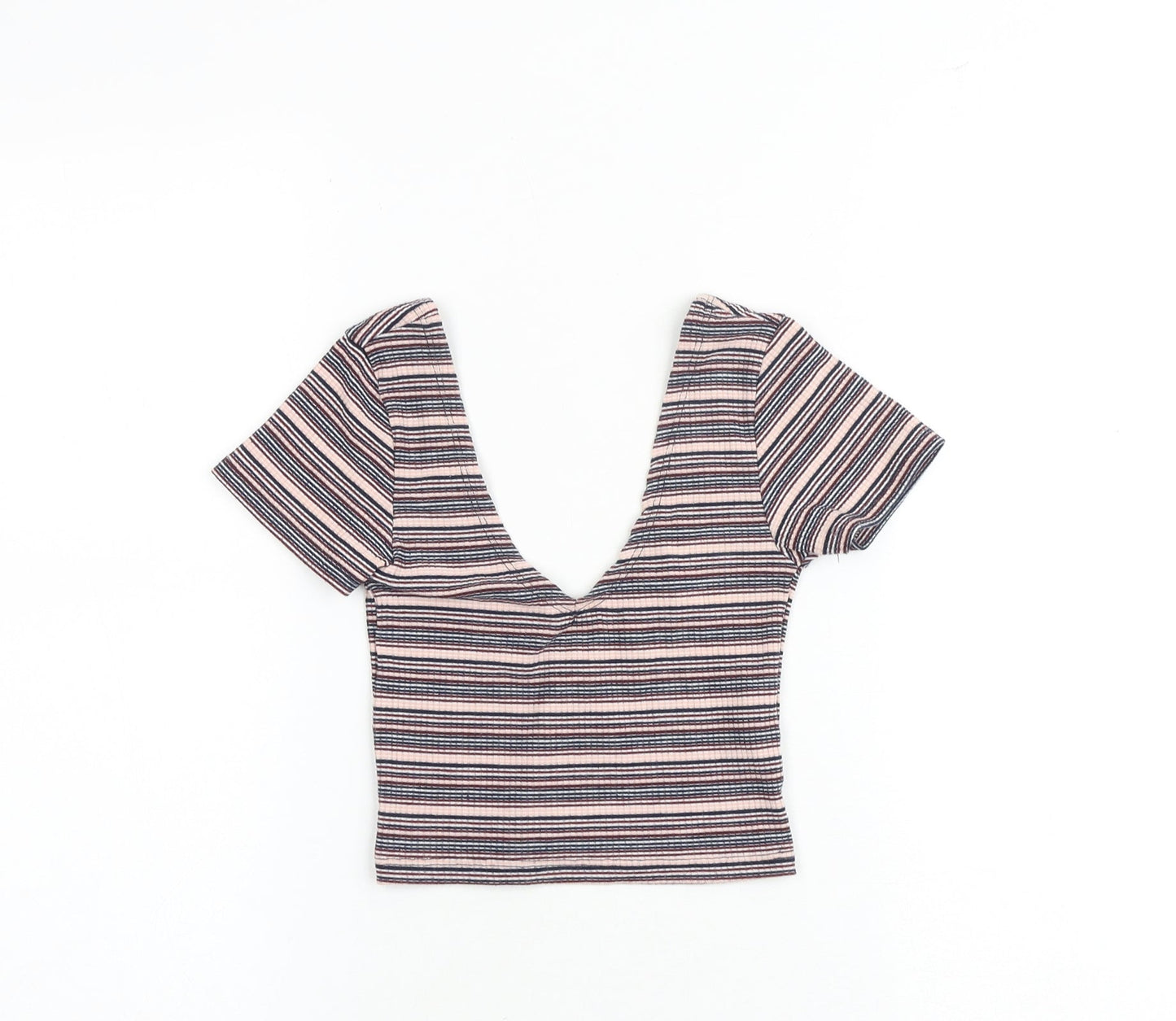 Womens UK Size XS Pull&Bear Multicoloured Cropped Tank