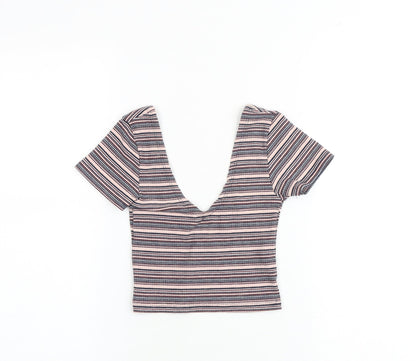 Womens UK Size XS Pull&Bear Multicoloured Cropped Tank