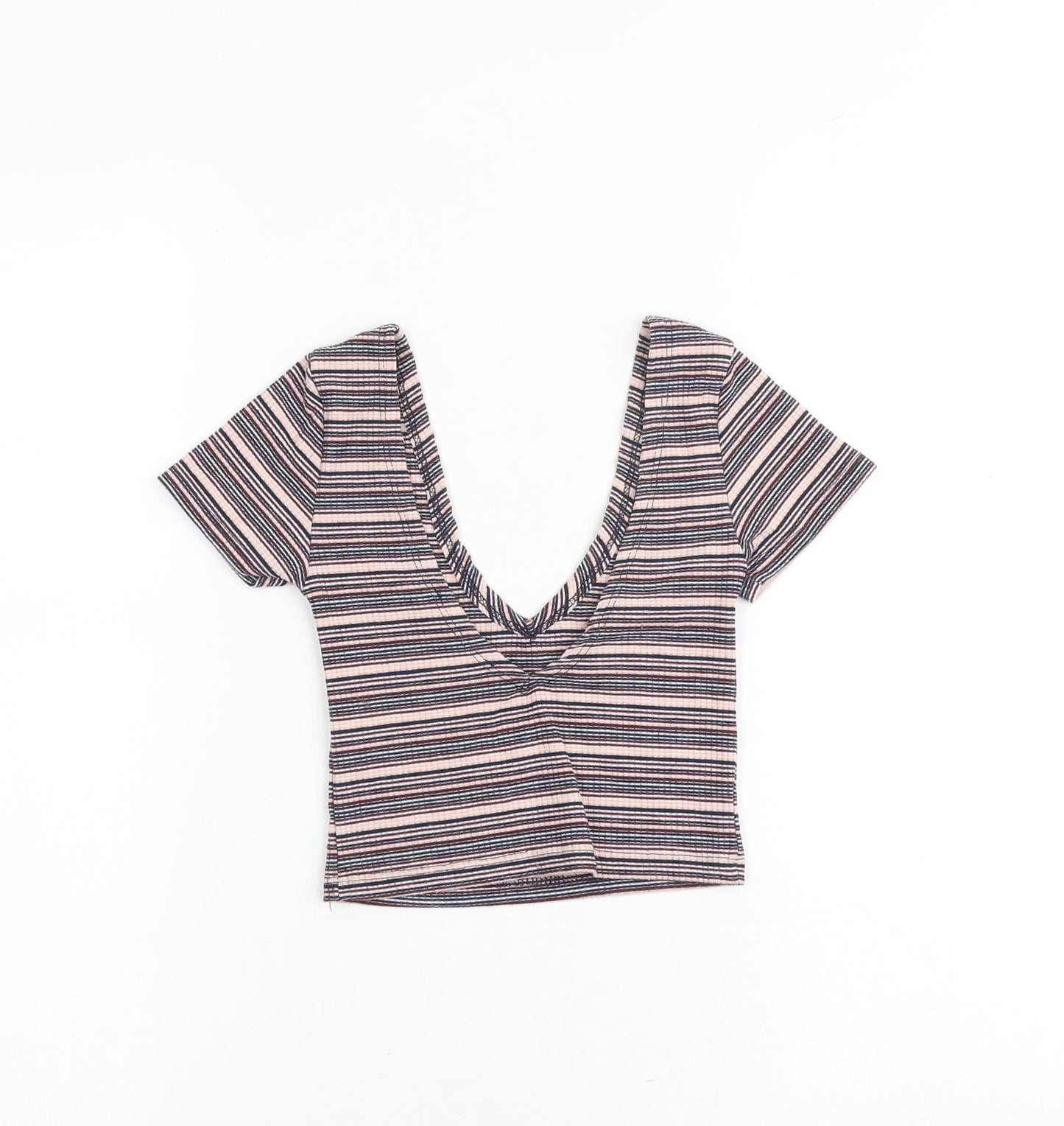 Womens UK Size XS Pull&Bear Multicoloured Cropped Tank