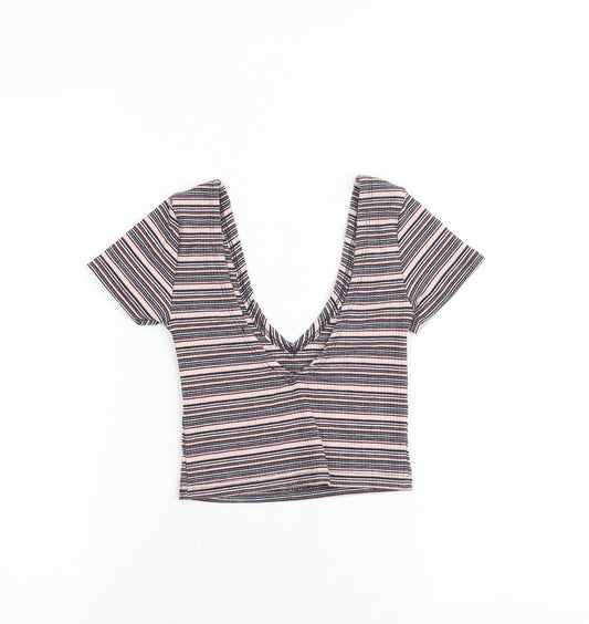 Womens UK Size XS Pull&Bear Multicoloured Cropped Tank