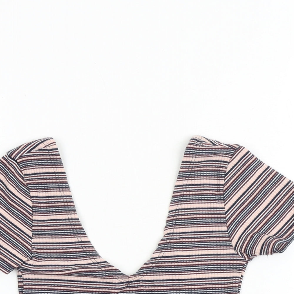 Womens UK Size XS Pull&Bear Multicoloured Cropped Tank