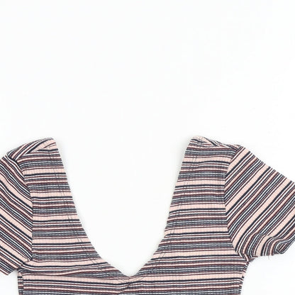 Womens UK Size XS Pull&Bear Multicoloured Cropped Tank