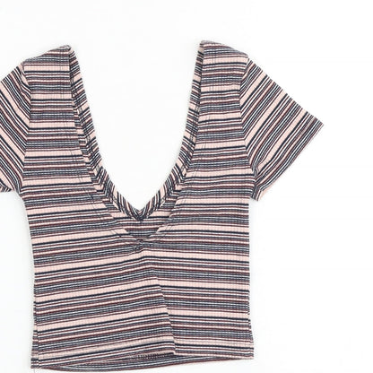 Womens UK Size XS Pull&Bear Multicoloured Cropped Tank