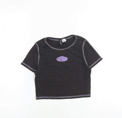 Womens UK Size XS H&M Grey Cropped T-Shirt