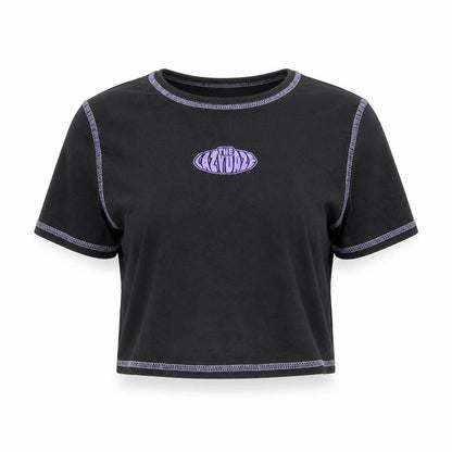 Womens UK Size XS H&M Grey Cropped T-Shirt