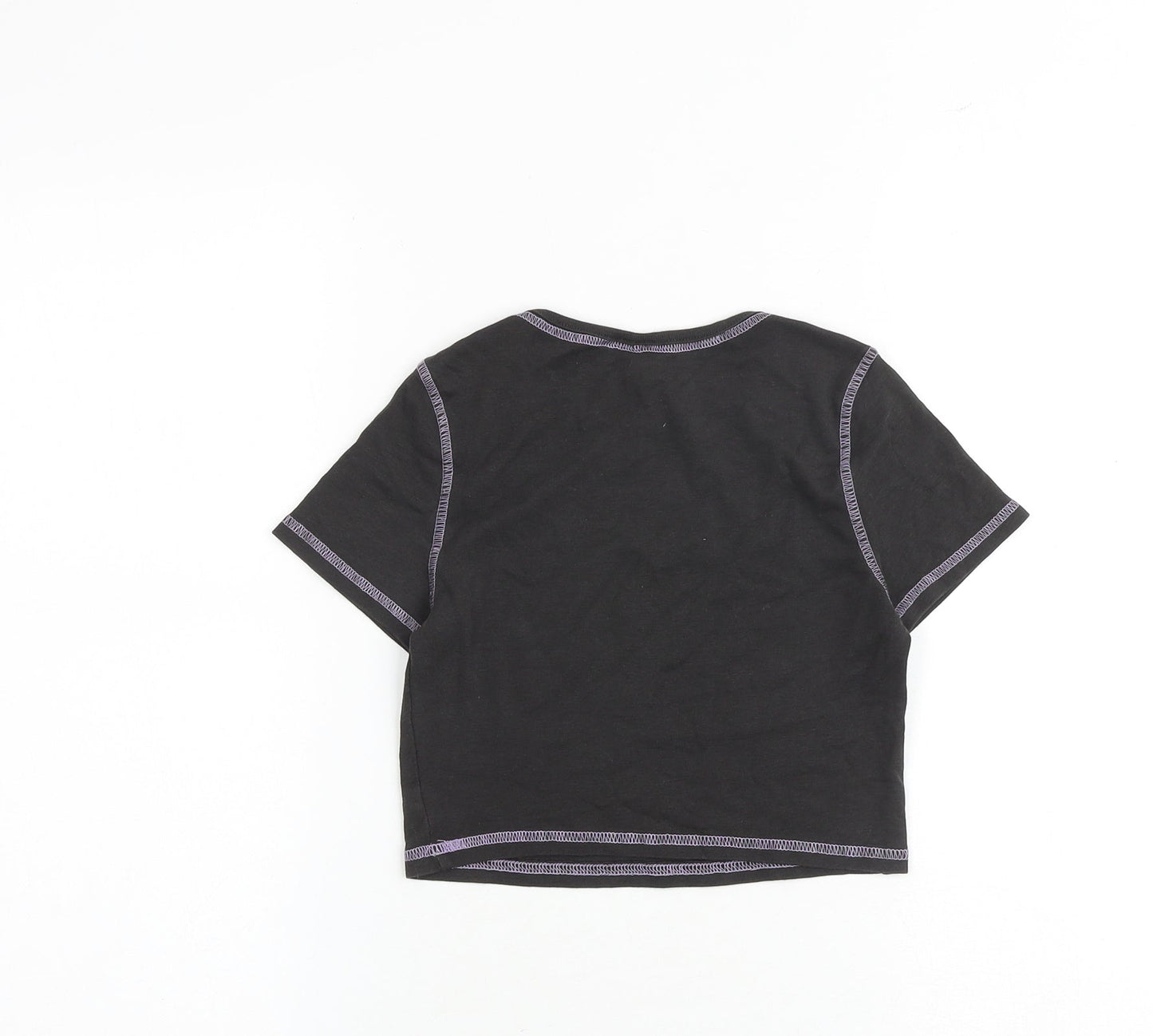 Womens UK Size XS H&M Grey Cropped T-Shirt