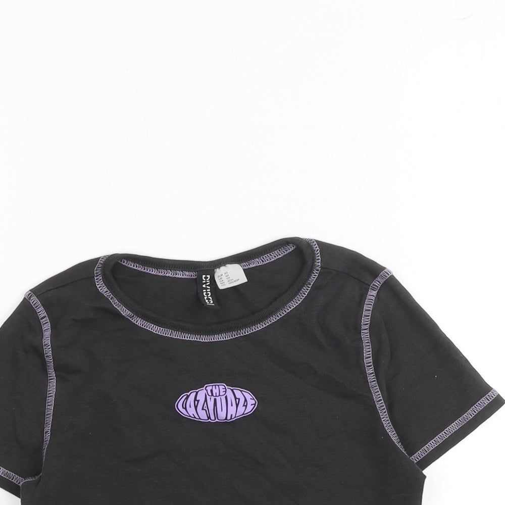 Womens UK Size XS H&M Grey Cropped T-Shirt