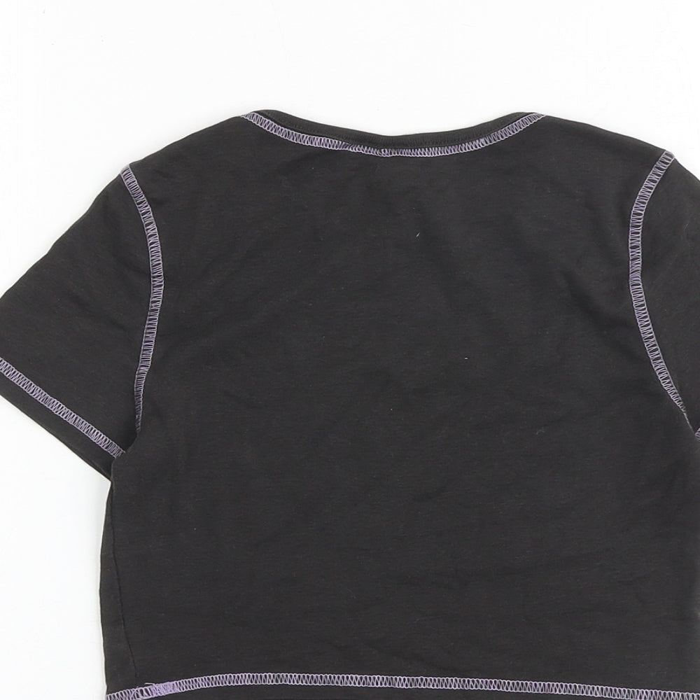 Womens UK Size XS H&M Grey Cropped T-Shirt