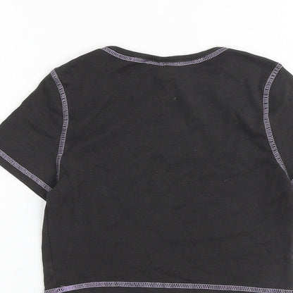 Womens UK Size XS H&M Grey Cropped T-Shirt