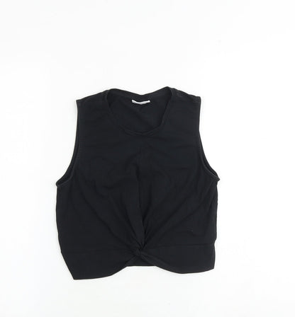 Noisy may Womens Black 100% Cotton Cropped Tank Size M Round Neck - Twist Detail