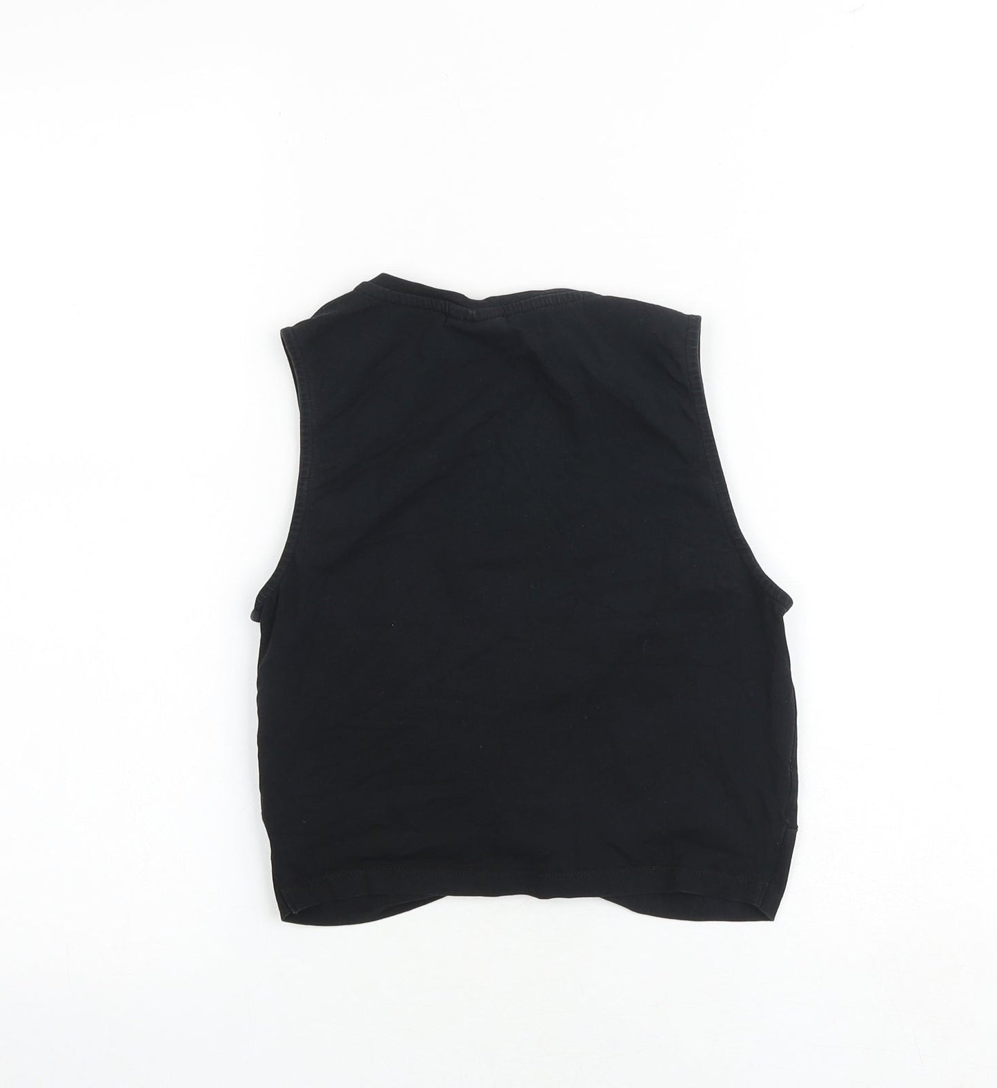 Noisy may Womens Black 100% Cotton Cropped Tank Size M Round Neck - Twist Detail