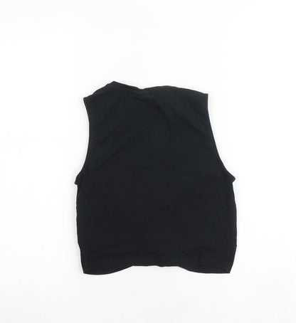 Noisy may Womens Black 100% Cotton Cropped Tank Size M Round Neck - Twist Detail