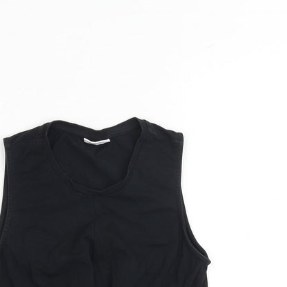 Noisy may Womens Black 100% Cotton Cropped Tank Size M Round Neck - Twist Detail