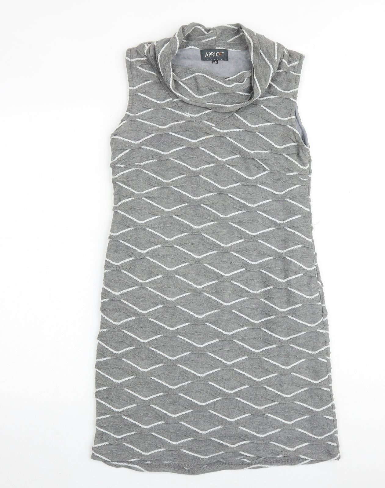 Apricot Womens Grey Geometric Polyester A-Line Size S Cowl Neck Pullover
