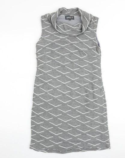 Apricot Womens Grey Geometric Polyester A-Line Size S Cowl Neck Pullover
