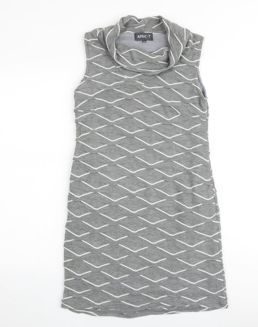 Apricot Womens Grey Geometric Polyester A-Line Size S Cowl Neck Pullover
