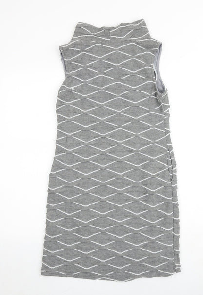 Apricot Womens Grey Geometric Polyester A-Line Size S Cowl Neck Pullover