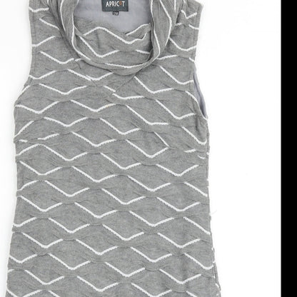 Apricot Womens Grey Geometric Polyester A-Line Size S Cowl Neck Pullover
