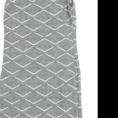 Apricot Womens Grey Geometric Polyester A-Line Size S Cowl Neck Pullover