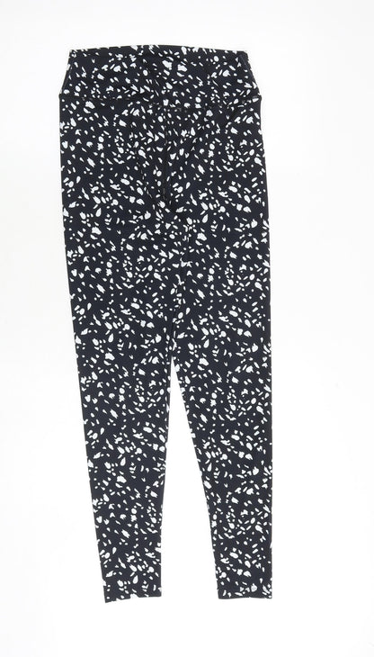Miss Selfridge Womens Black Geometric Polyester Carrot Leggings Size S