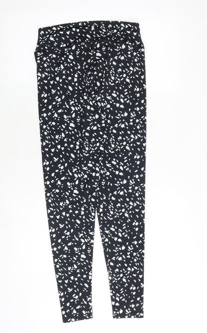 Miss Selfridge Womens Black Geometric Polyester Carrot Leggings Size S