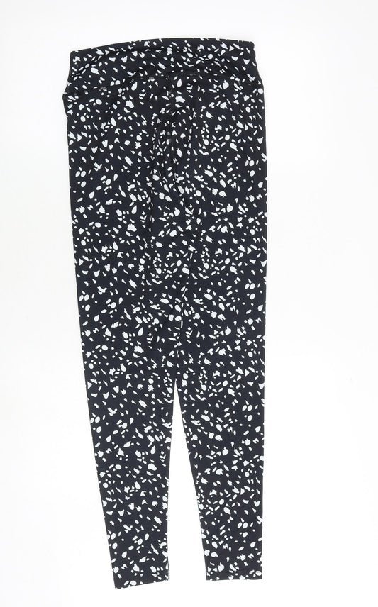 Miss Selfridge Womens Black Geometric Polyester Carrot Leggings Size S