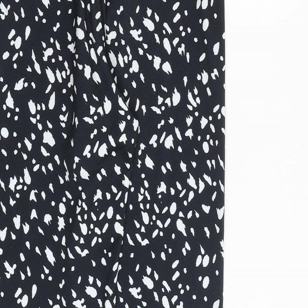 Miss Selfridge Womens Black Geometric Polyester Carrot Leggings Size S