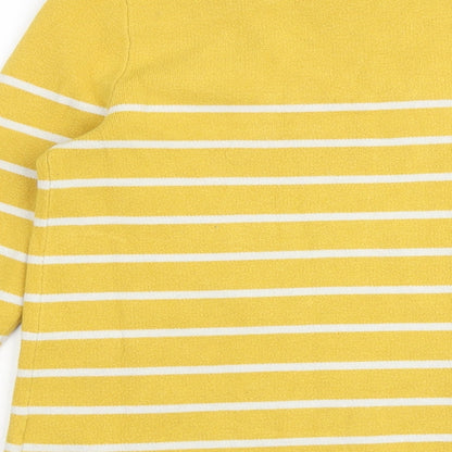 Adrienne Vittadini Womens Yellow Round Neck Striped Viscose Pullover Jumper Size S