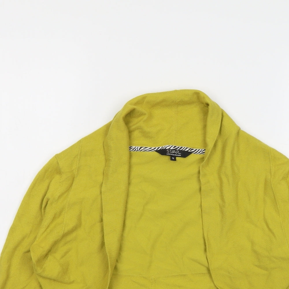 Womens UK Size 12 Star Yellow Cardigan Jumper
