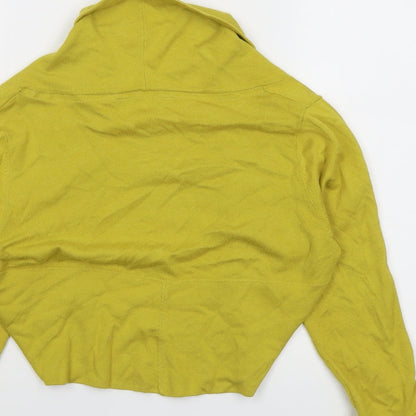 Womens UK Size 12 Star Yellow Cardigan Jumper
