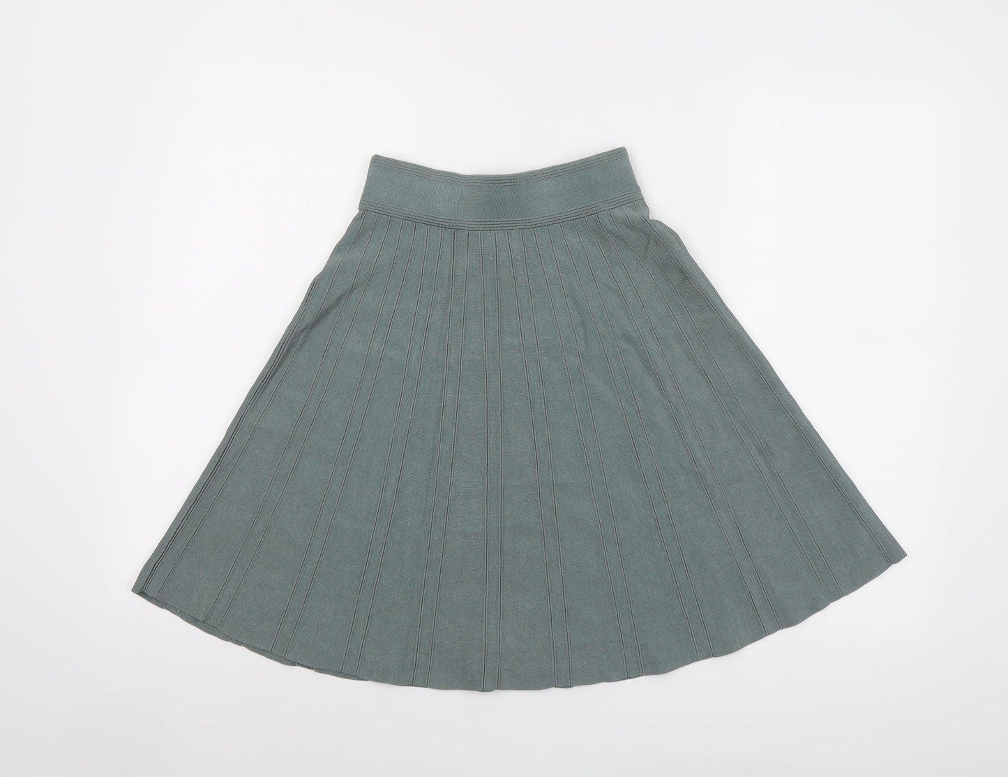 H&M Womens Green Viscose Pleated Skirt Size XS