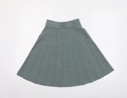 H&M Womens Green Viscose Pleated Skirt Size XS