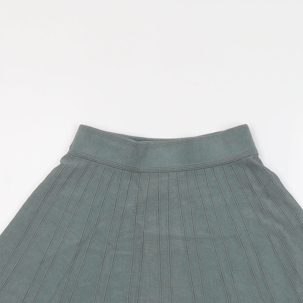 H&M Womens Green Viscose Pleated Skirt Size XS