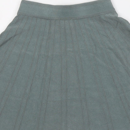 H&M Womens Green Viscose Pleated Skirt Size XS