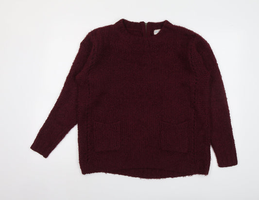 Indigo Womens Purple Round Neck Acrylic Pullover Jumper Size 14