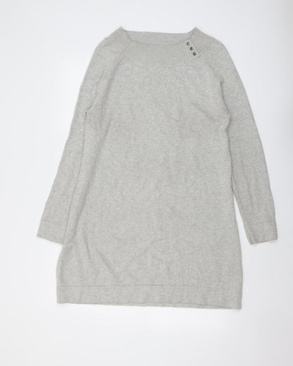 Escales Womens Grey Cotton Jumper Dress Size XL Round Neck Pullover
