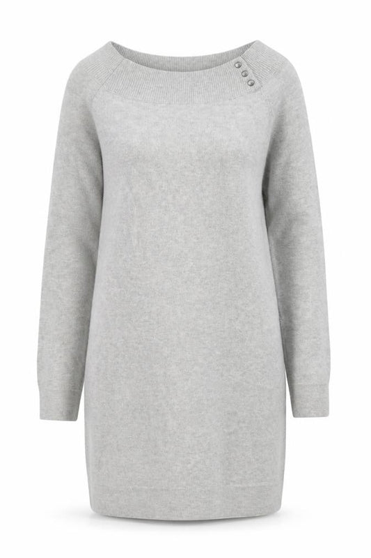 Escales Womens Grey Cotton Jumper Dress Size XL Round Neck Pullover