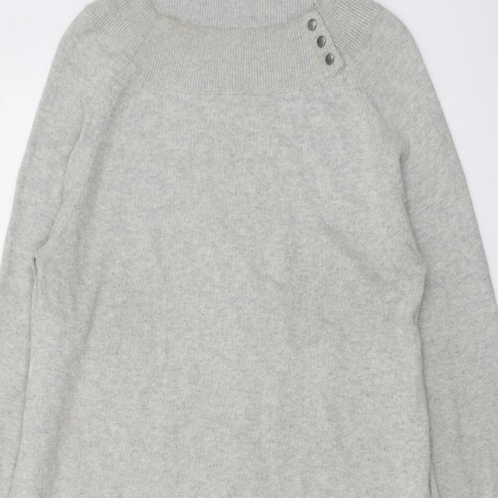 Escales Womens Grey Cotton Jumper Dress Size XL Round Neck Pullover