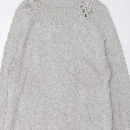 Escales Womens Grey Cotton Jumper Dress Size XL Round Neck Pullover