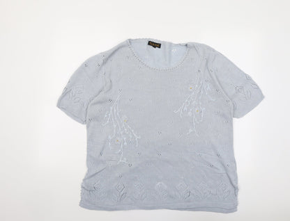 Tiana Womens Blue Round Neck Acrylic Pullover Jumper Size L