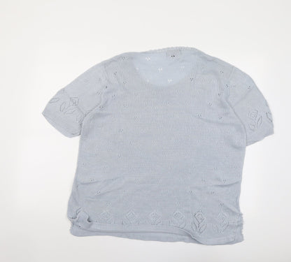 Tiana Womens Blue Round Neck Acrylic Pullover Jumper Size L