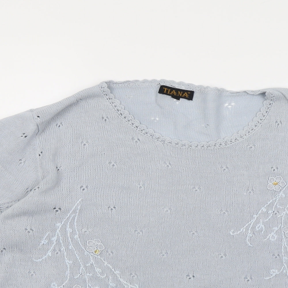 Tiana Womens Blue Round Neck Acrylic Pullover Jumper Size L