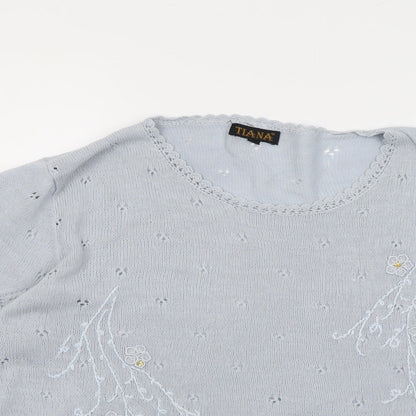 Tiana Womens Blue Round Neck Acrylic Pullover Jumper Size L