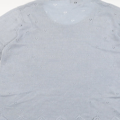 Tiana Womens Blue Round Neck Acrylic Pullover Jumper Size L