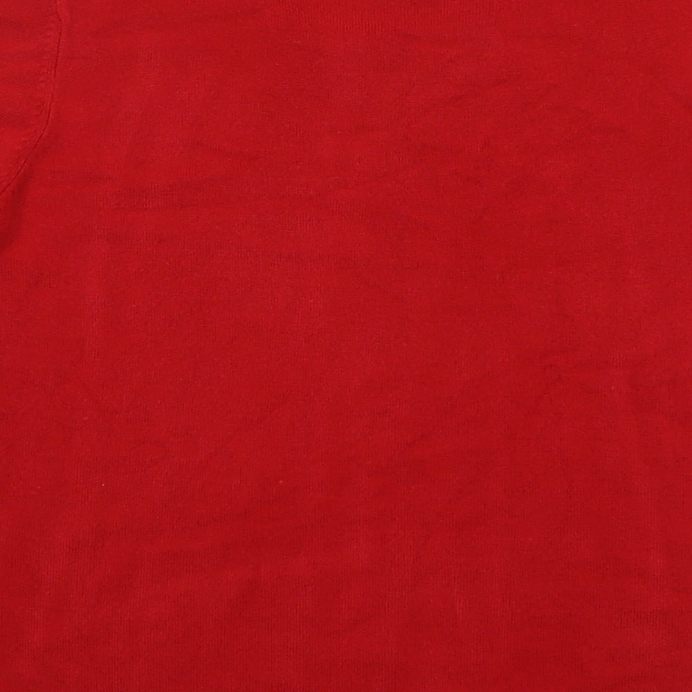 Classic Womens Red Round Neck Acrylic Pullover Jumper Size 16