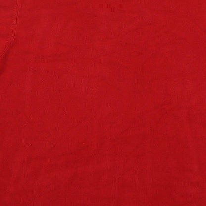 Classic Womens Red Round Neck Acrylic Pullover Jumper Size 16