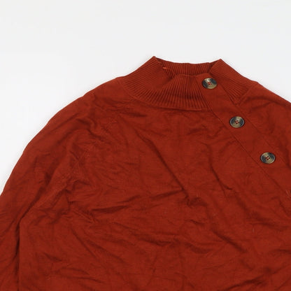 M&Co Womens Red High Neck Viscose Pullover Jumper Size 14