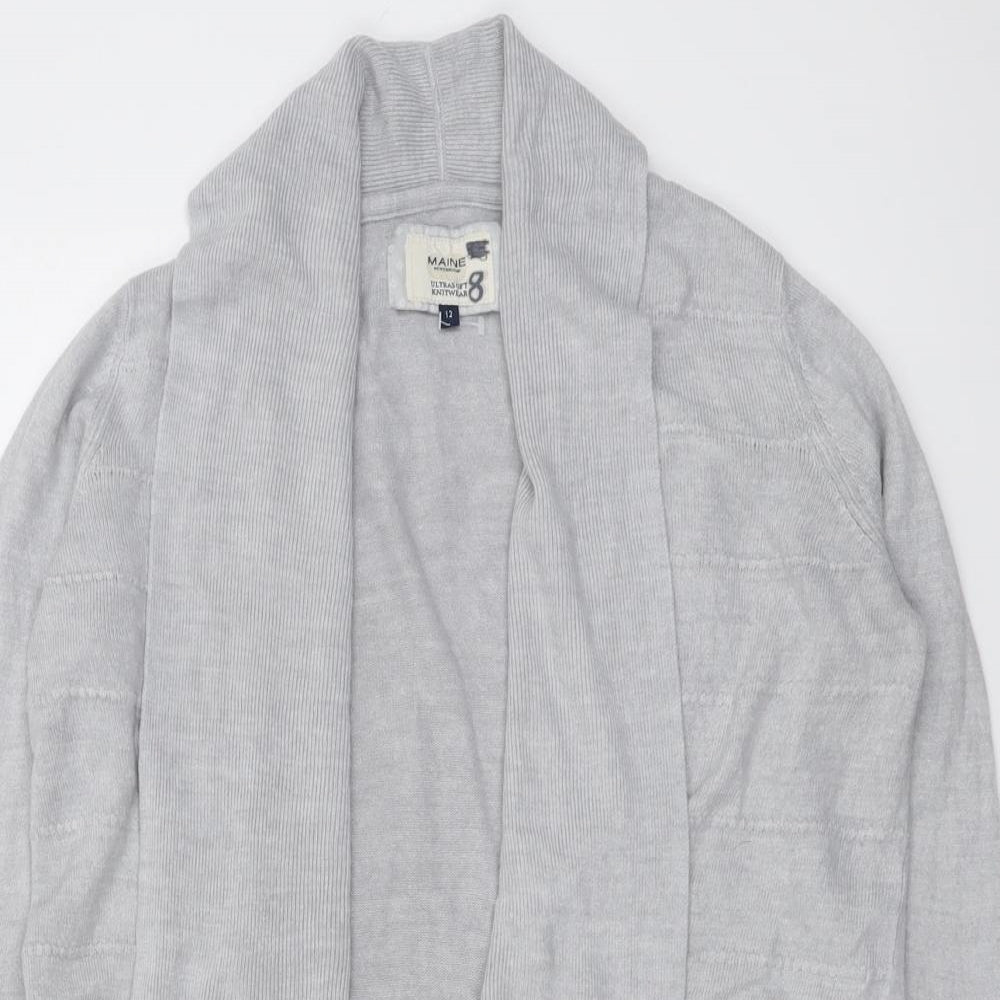 Womens UK Size 12 Maine Grey Cardigan Jumper