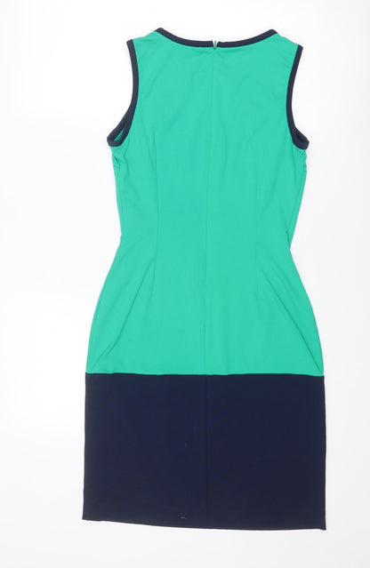 Cynthia Rowley Womens Green Geometric Nylon Shift Size XS Round Neck Pullover