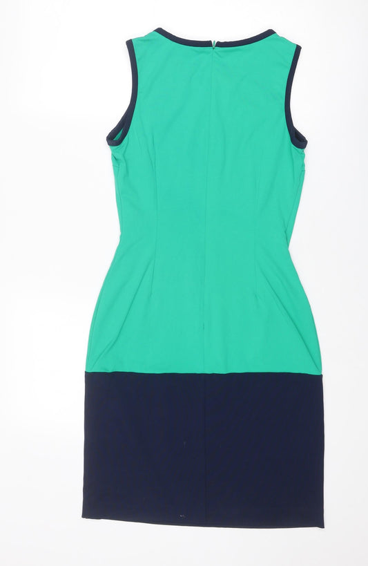 Cynthia Rowley Womens Green Geometric Nylon Shift Size XS Round Neck Pullover